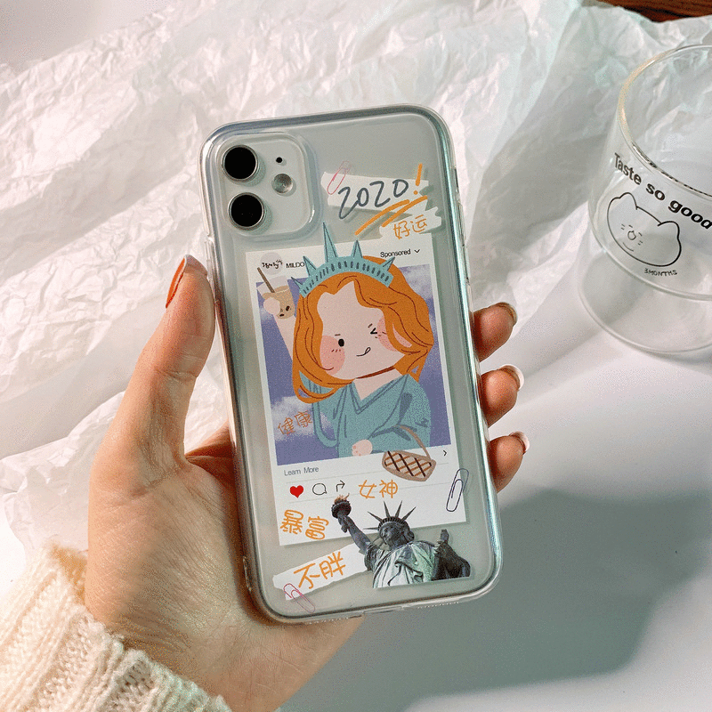 [달링걸] 레진 귀여운 자유의 여신상 모나리자 아이폰 케이스 아이폰11 프로 맥스 12 미니 프로 맥스