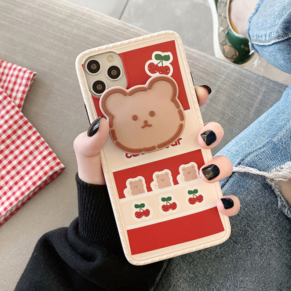 [달링걸] 귀여운 체리 곰돌이 아이폰 케이스 스마트톡 포함 아이폰11 프로 맥스 12 미니 프로 맥스 X XR XS